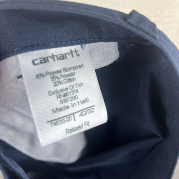 Carhartt 74533-33 Relaxed Fit Lightweight Men Pants Size Blue 42x32 Rip Stop - Picture 2 of 8